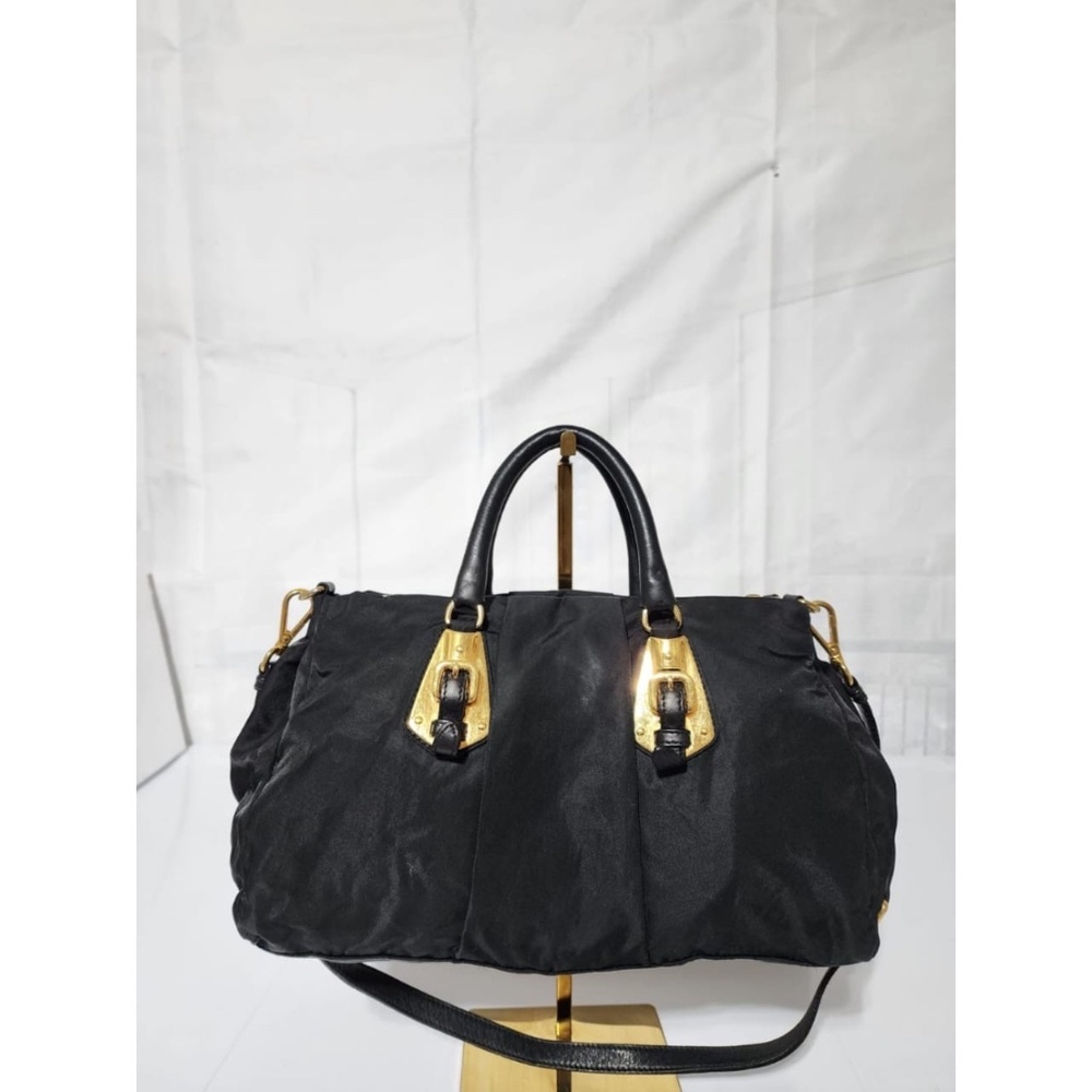 Authentic Prada Convertible Satchel Tessuto Bag Black - Picture 13 of 13